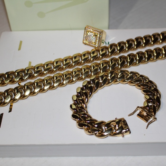 18MM KILO CUBAN MIAMI LINK CHAIN + BRACELET SET